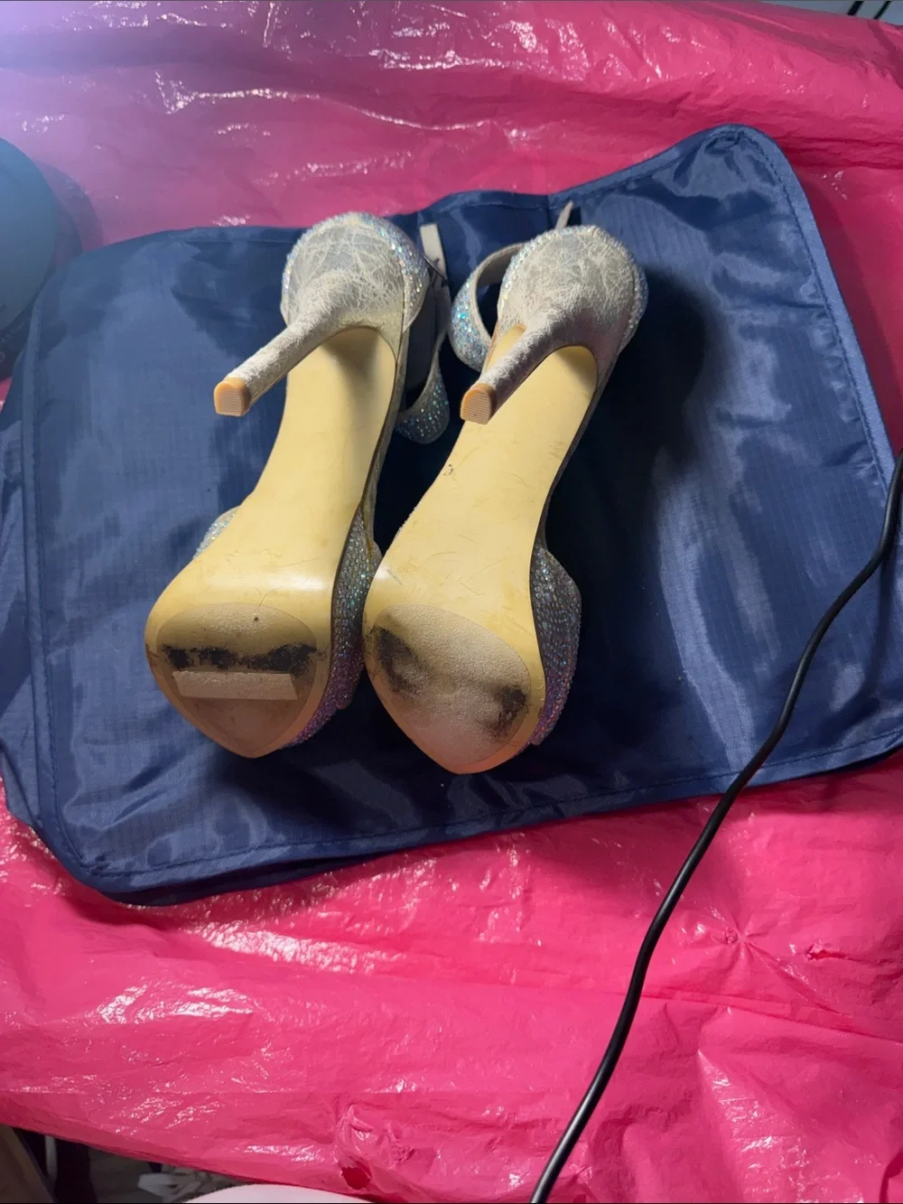 Steve Madden Gold Rhinestone Ankle Strap Heels